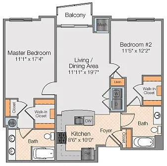 Floor plan 2 Bedroom 2 Bath