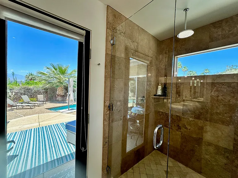 Master bath pool access and shower