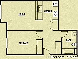 Floor plan 1 Bedroom - 60% AMI
