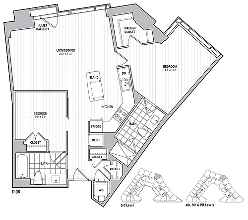 Floor plan 2 Bed 2 Bath 1047