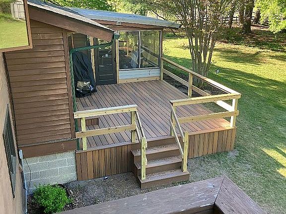 View of deck from balcony