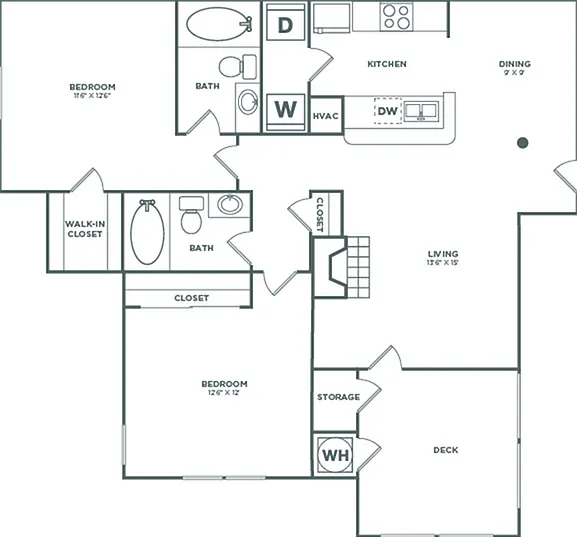 Two Bedroom Two Bath (977 SF) Two Bedroom Two Bath (977 SF)