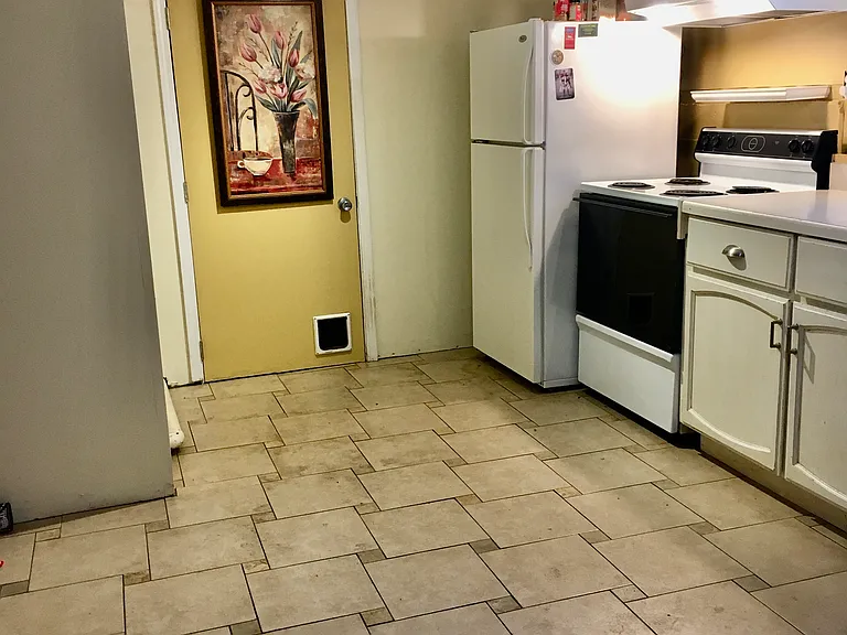 Kitchen dining area with new gold paint