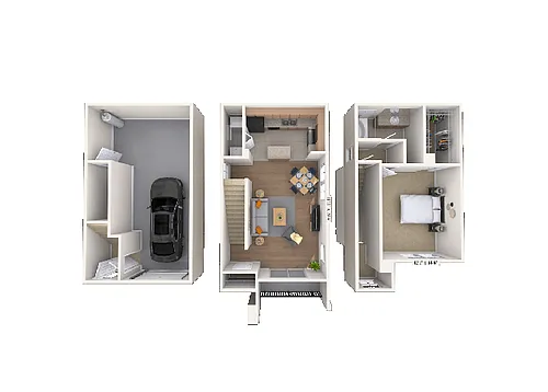 Floor plan Townhome 1x1 837 SF