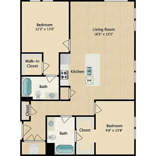 Floor plan 2 Bedroom 2 Bath