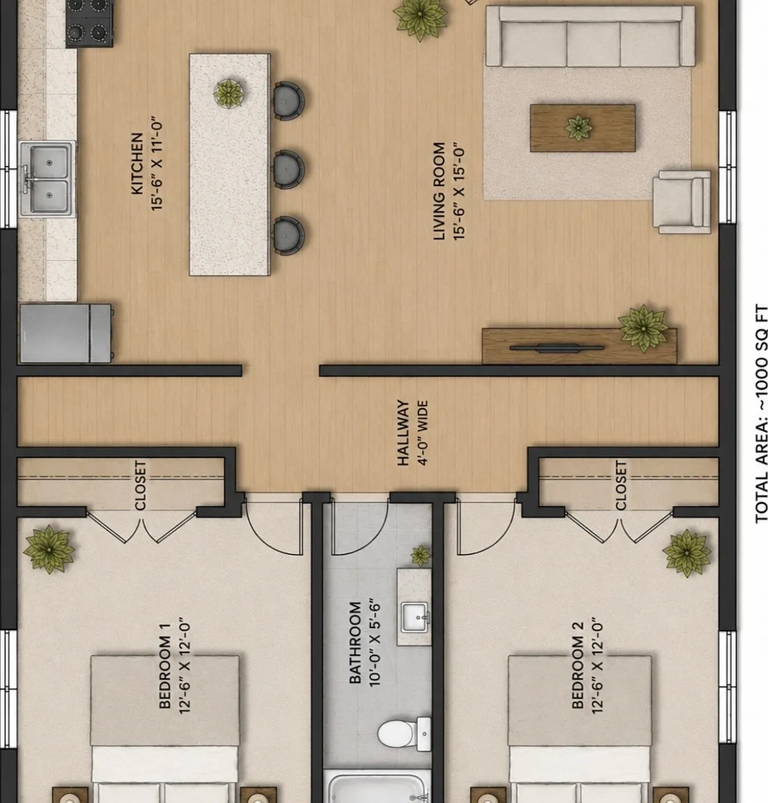 2 bed, 1000 sqft, $1,500 — Photo 1