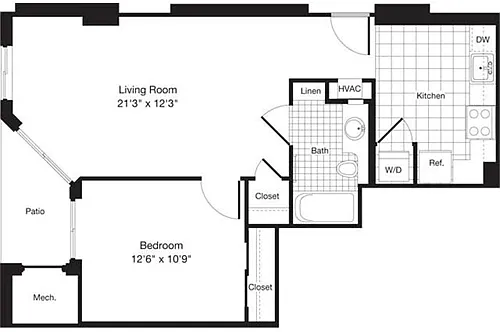 Floor plan 1 Bedroom G