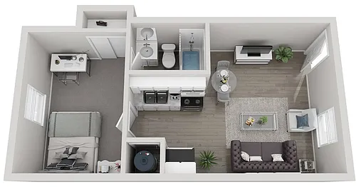 Floor plan A3 1x1 C Semi-Upgraded - Call for Availability