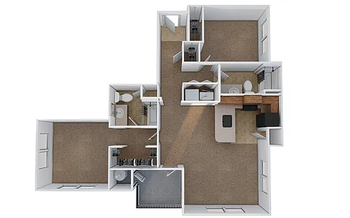 Floor plan 2x2 Meadow - 1125 SF