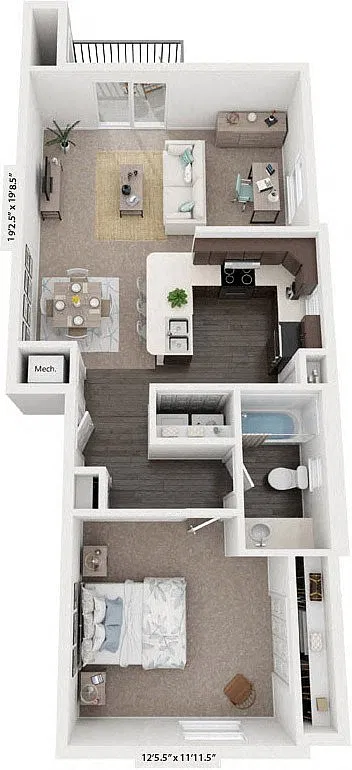 Floor plan One Bedroom End