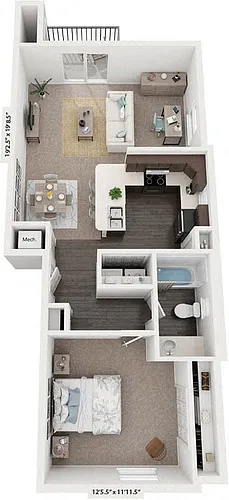 Floor plan One Bedroom End