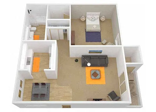 Floor plan 1 Bedroom 1 Bath