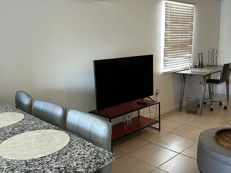 Smart TV with Netflix included for your entertainment and relaxation.