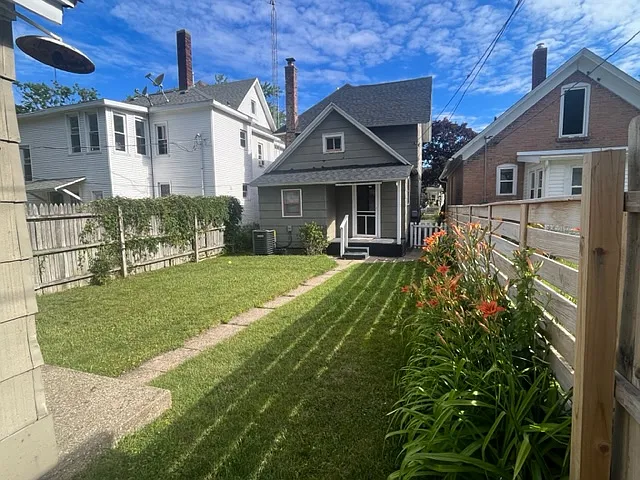 View from garage to house