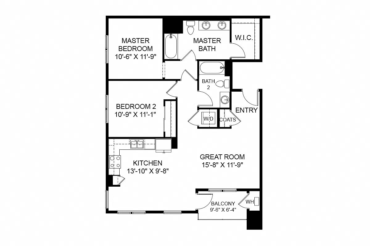 Floor plan 2 Bedroom 2B