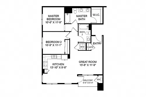 Floor plan 2 Bedroom 2B