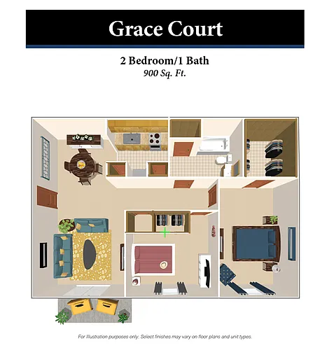 Floor plan 2 Bedroom, 1 Bath