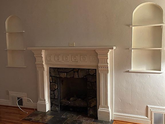 Gas fireplace.