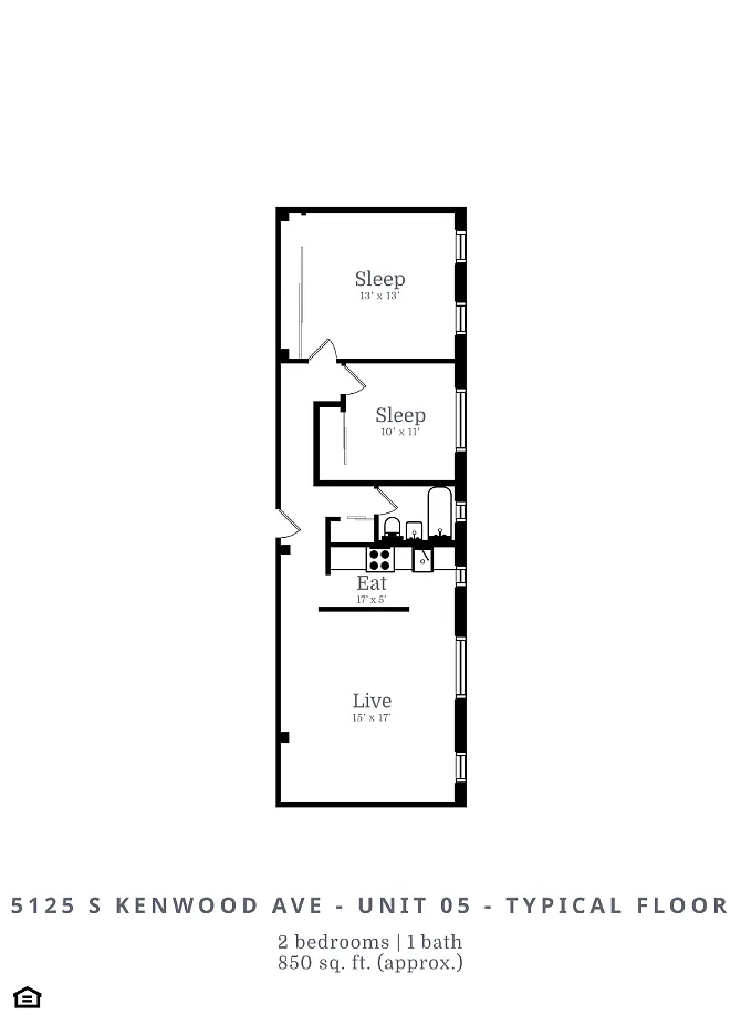 Floor plan 2 Bed | 1 Bath (C2)