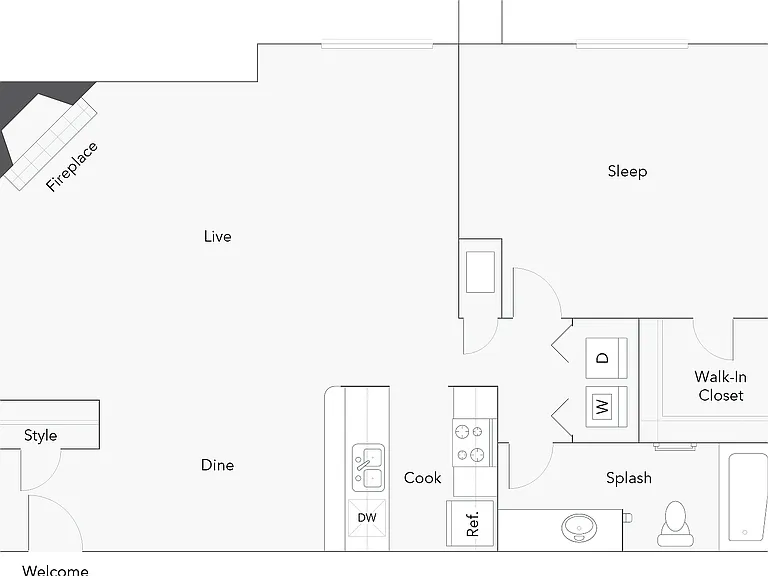 Apex | 1-Bedroom Floorplan Apex | 1-Bedroom Floorplan