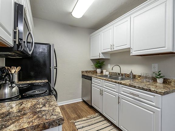 Our floor plans feature galley-style kitchens and ample cabinetry.