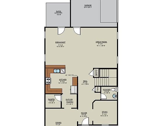 Mulberry - Rendering 1st Floor Ernest Homes