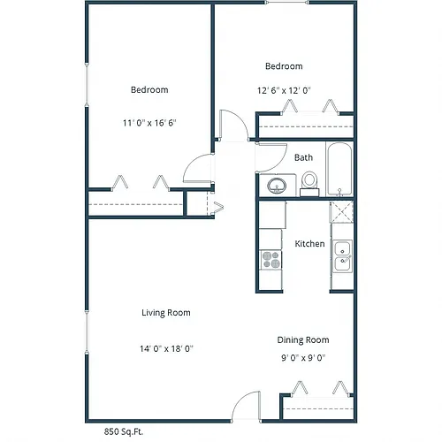 Floor plan Two Bedroom 21A