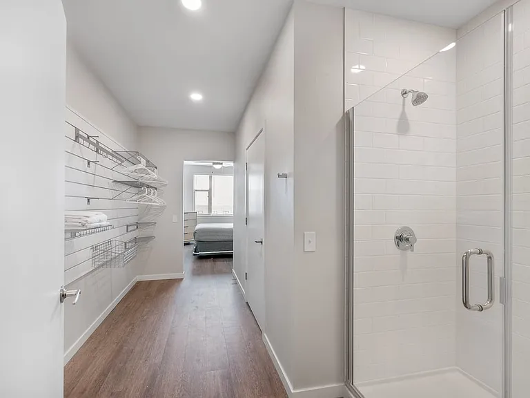 Finish Scheme II bath and extra closet storage with built in shelving