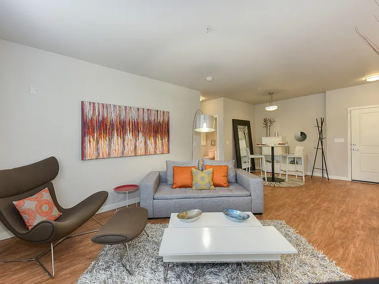 Living Room with Wood Inspired Floors