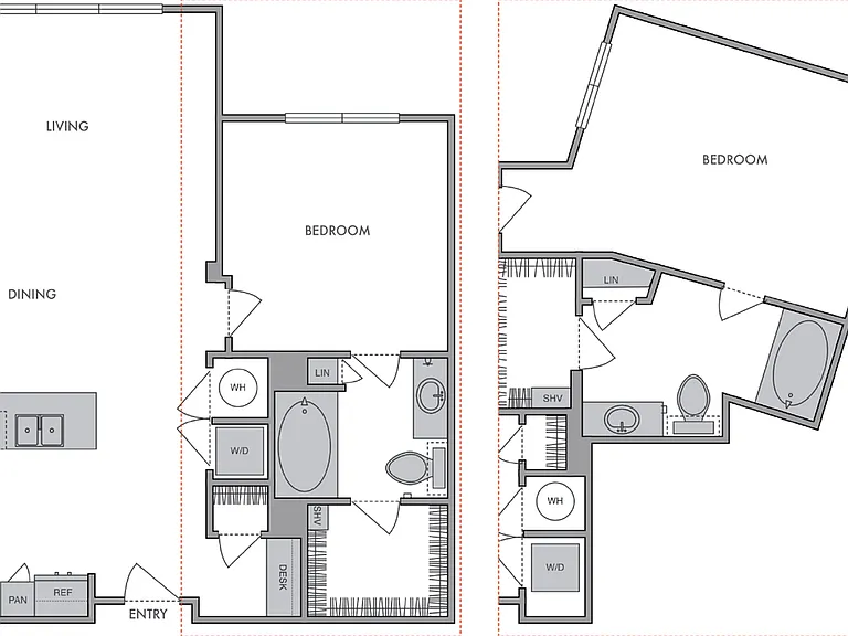 One bedroom, One bath One bedroom, One bath