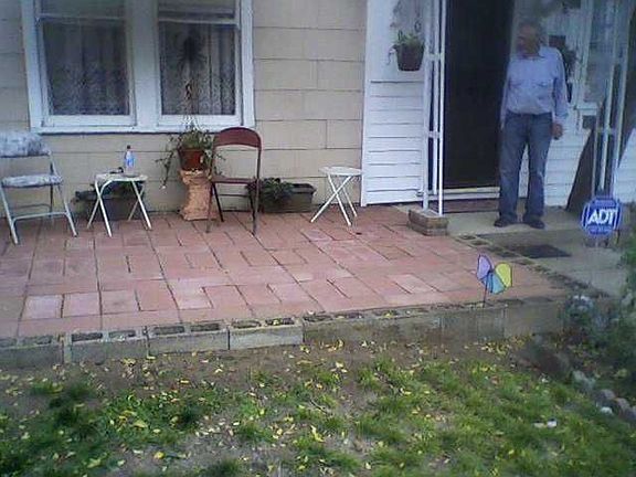 patio grass and roses