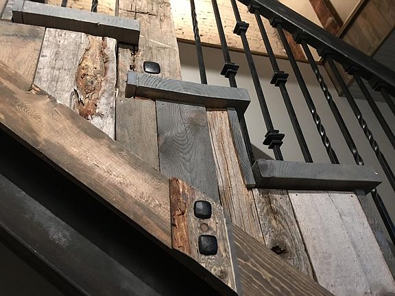 Vintage wood and iron stairway