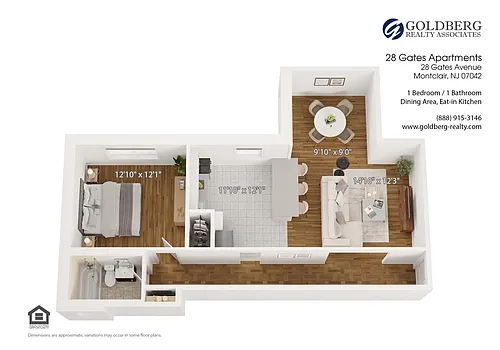 Floor plan One Bedroom Eat in Kitchen