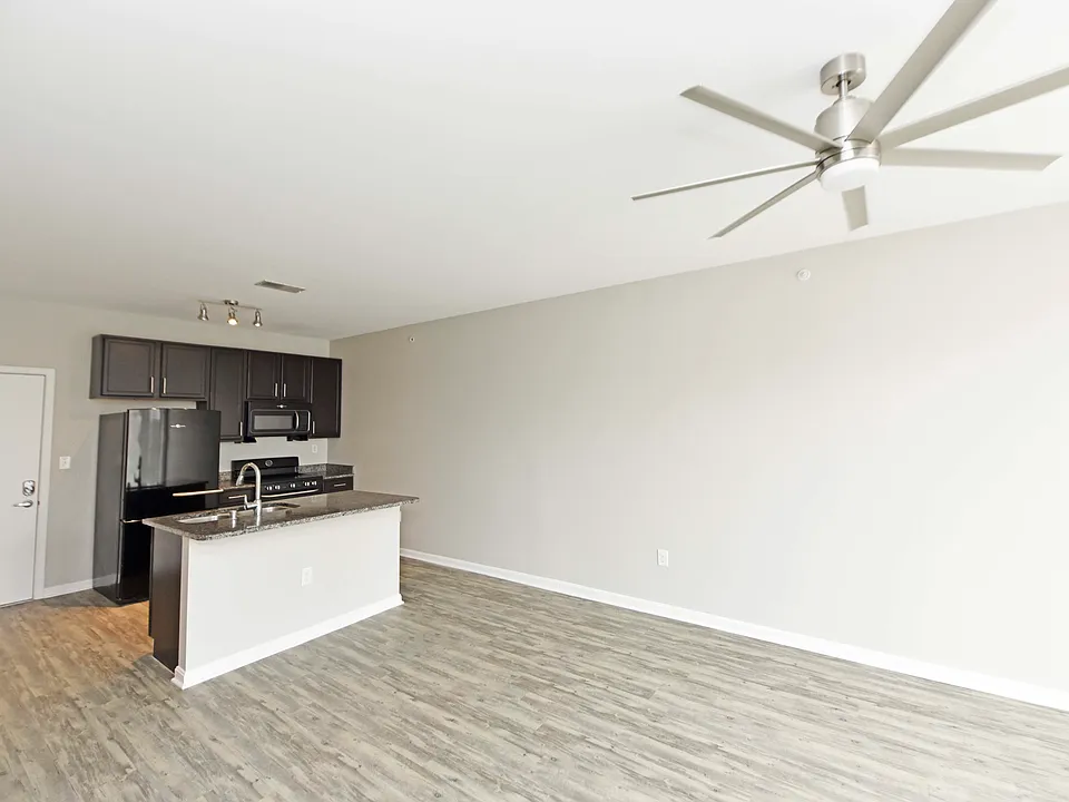 Living Room with Hardwood Style Flooring