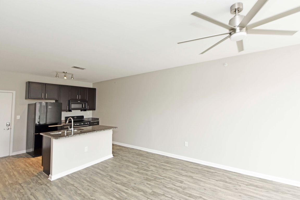 Living Room with Hardwood Style Flooring