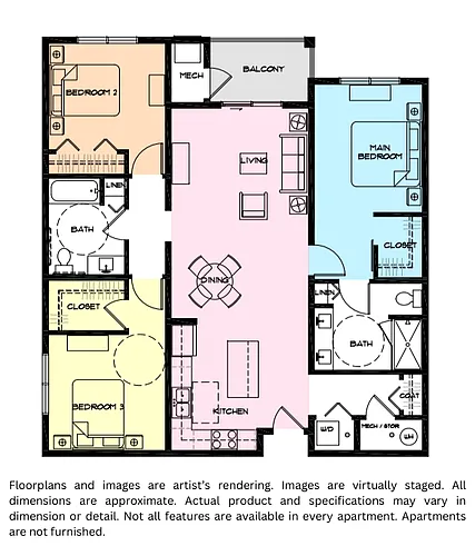 Floor plan 3 Bedroom - 2 Bathroom