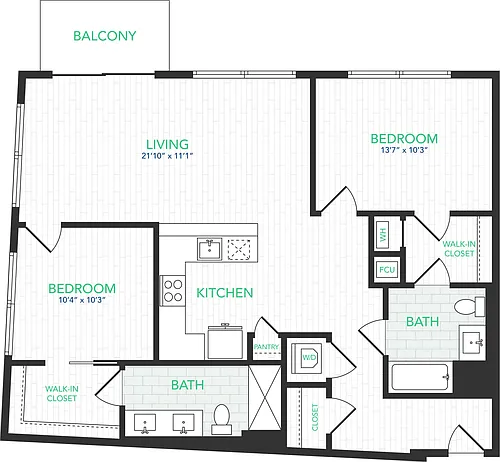 Floor plan VISTA 2 BED 13