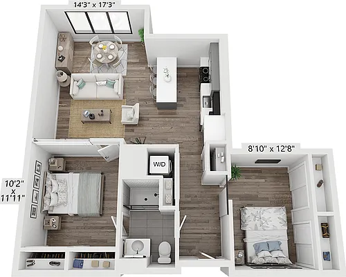 Floor plan Two Bedroom B1A