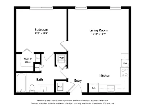Floor plan A3 | 1 Bed | 1 Bath