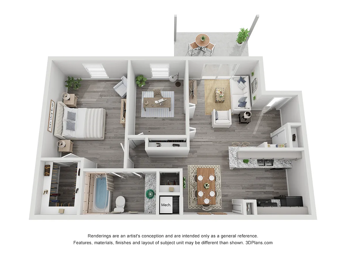 Floor plan 2x1A Renovated 830 sq ft