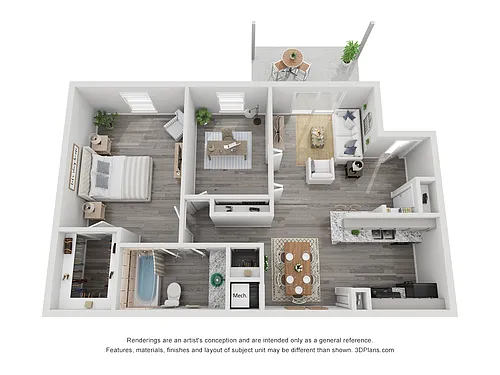 Floor plan 2x1A Renovated 830 sq ft