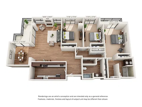 Floor plan Penthouse-Three Bedroom