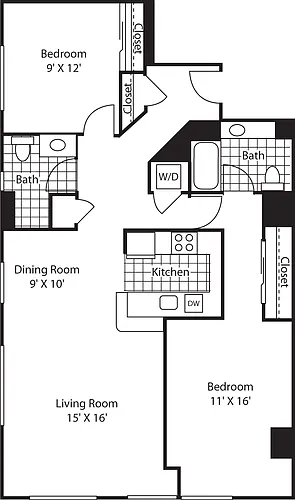 Floor plan Two Bedroom 1204
