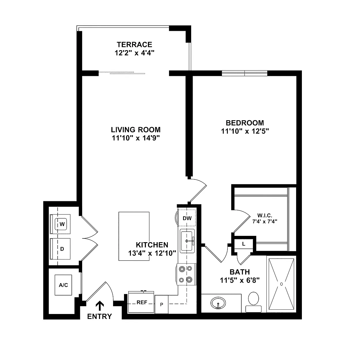 Floor plan 1 Bed/1 Bath-A5