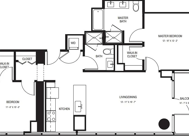 Two Bedroom B-05 - 1139 Sq. Ft. - Floors 5-25 Two Bedroom B-05 - 1139 Sq. Ft. - Floors 5-25