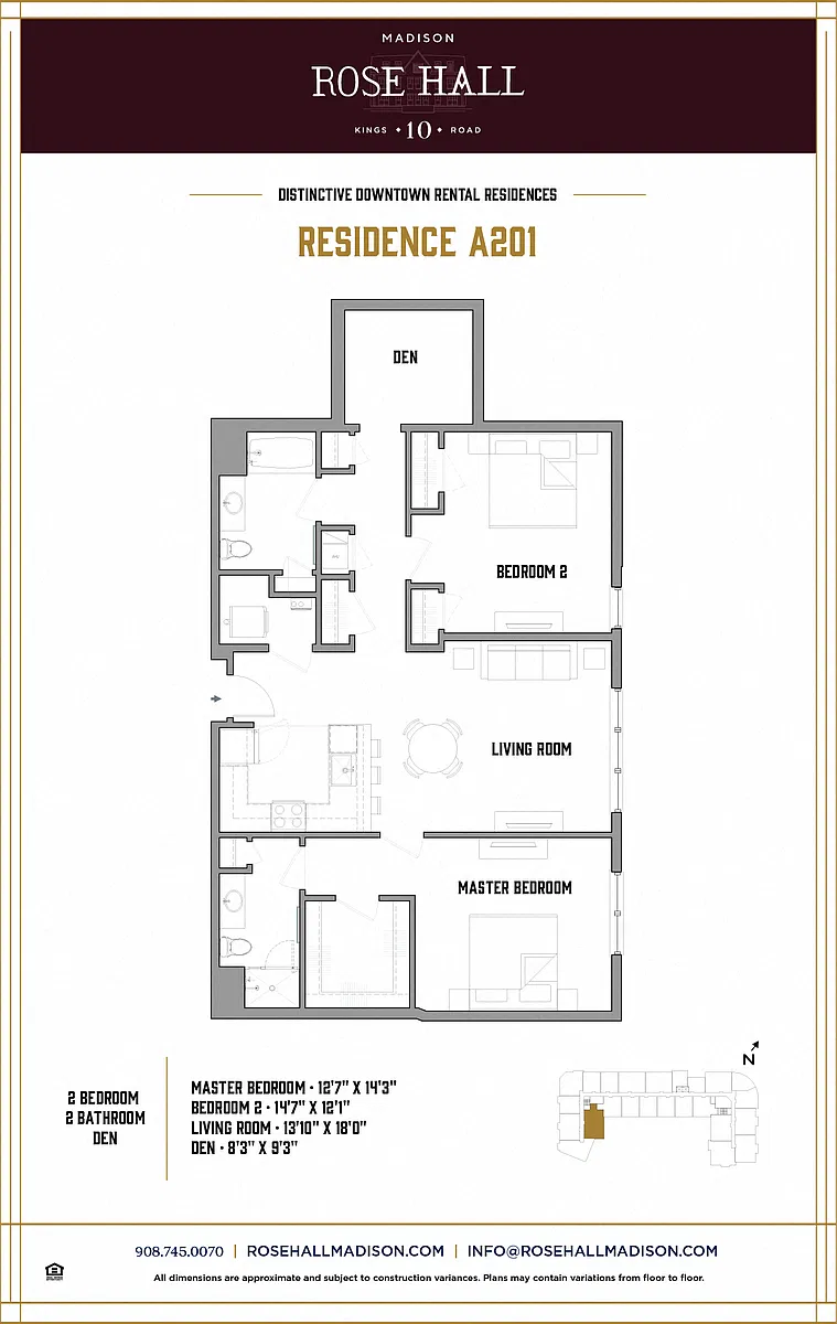 Floor plan 2 Bed 2 Bath Den