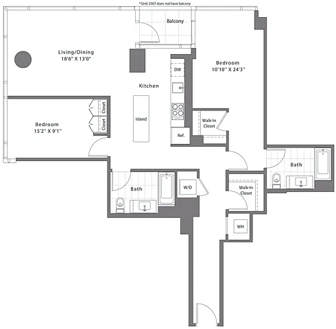Floor plan 2 Bed - 2 Bath | B07