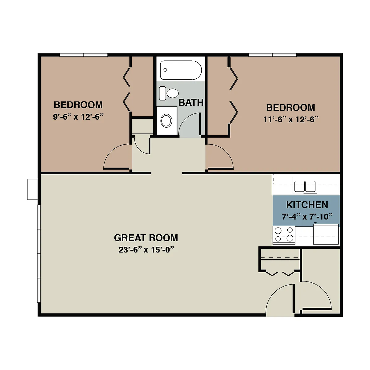 Floor plan 2B - 2 Bedroom