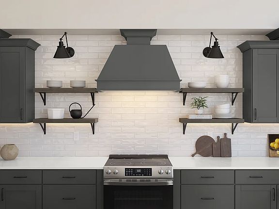 Kitchen with floating shelves