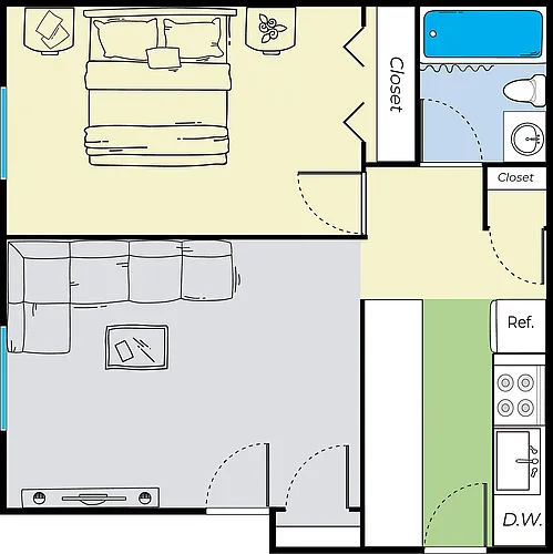 Floor plan One Bedroom B Dog Friendly
